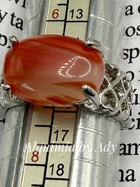 Peach-Orange Cabochon agate Ring